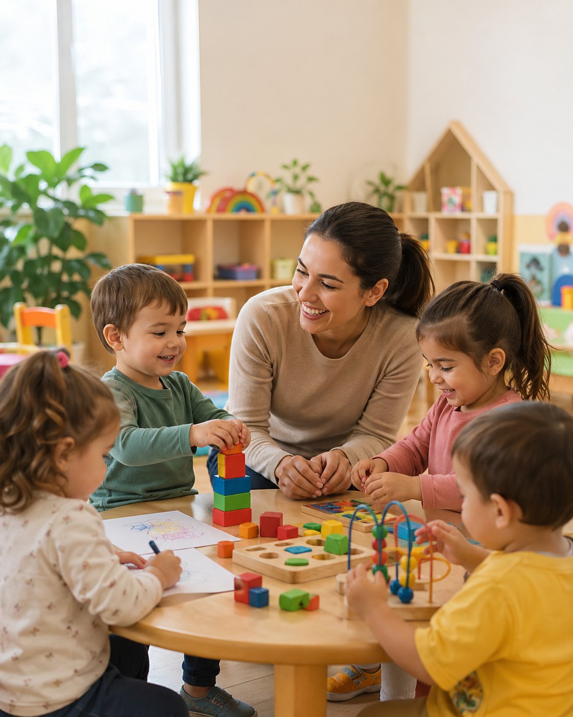 Maestra con niños en actividad